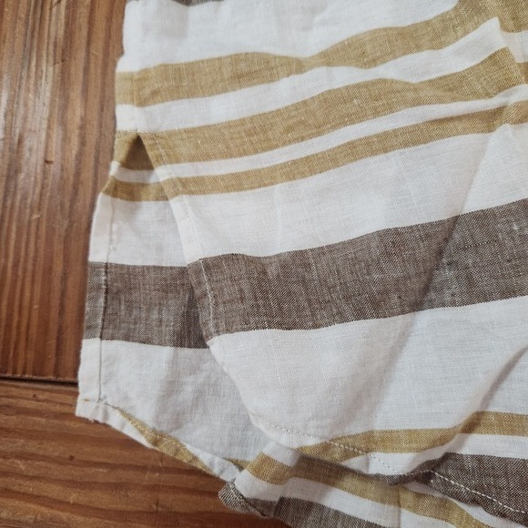 Rachel Zoe Linen Pink Brown Stripe Tunic Button Down Beach Cover Up Lagenlook XL - Picture 7 of 11